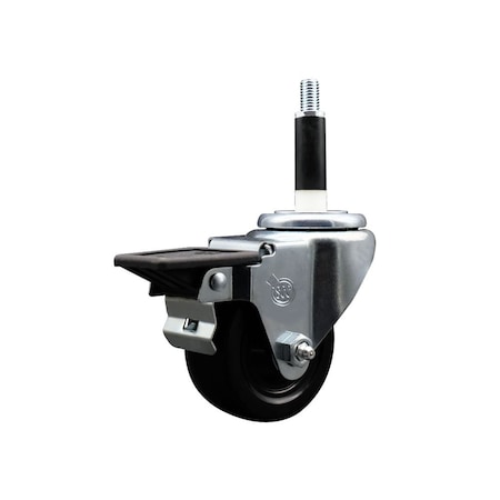 Service Caster 3'' Soft Rubber Swivel 7/8'' Expanding Stem Caster with Brake SCC-EX20S314-SRS-PLB-78